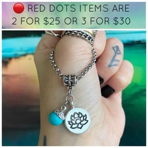 🔴Stainless steel chain turquoise & lotus flower